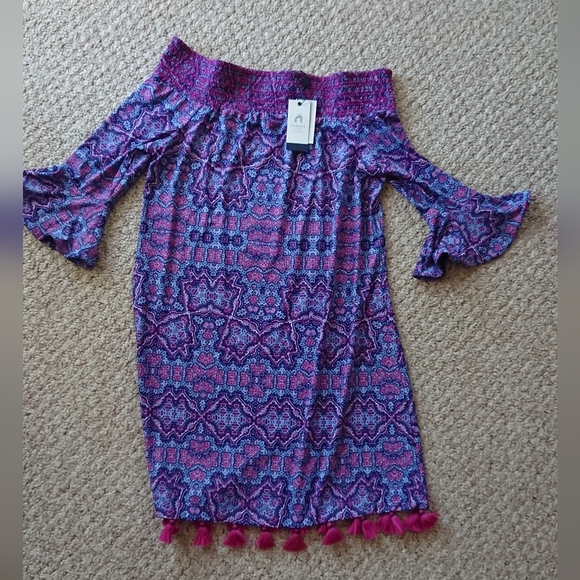 Cabana Life Carolina Off-The-Shoulder dress Elegant Purple Dress size M - Picture 3 of 13